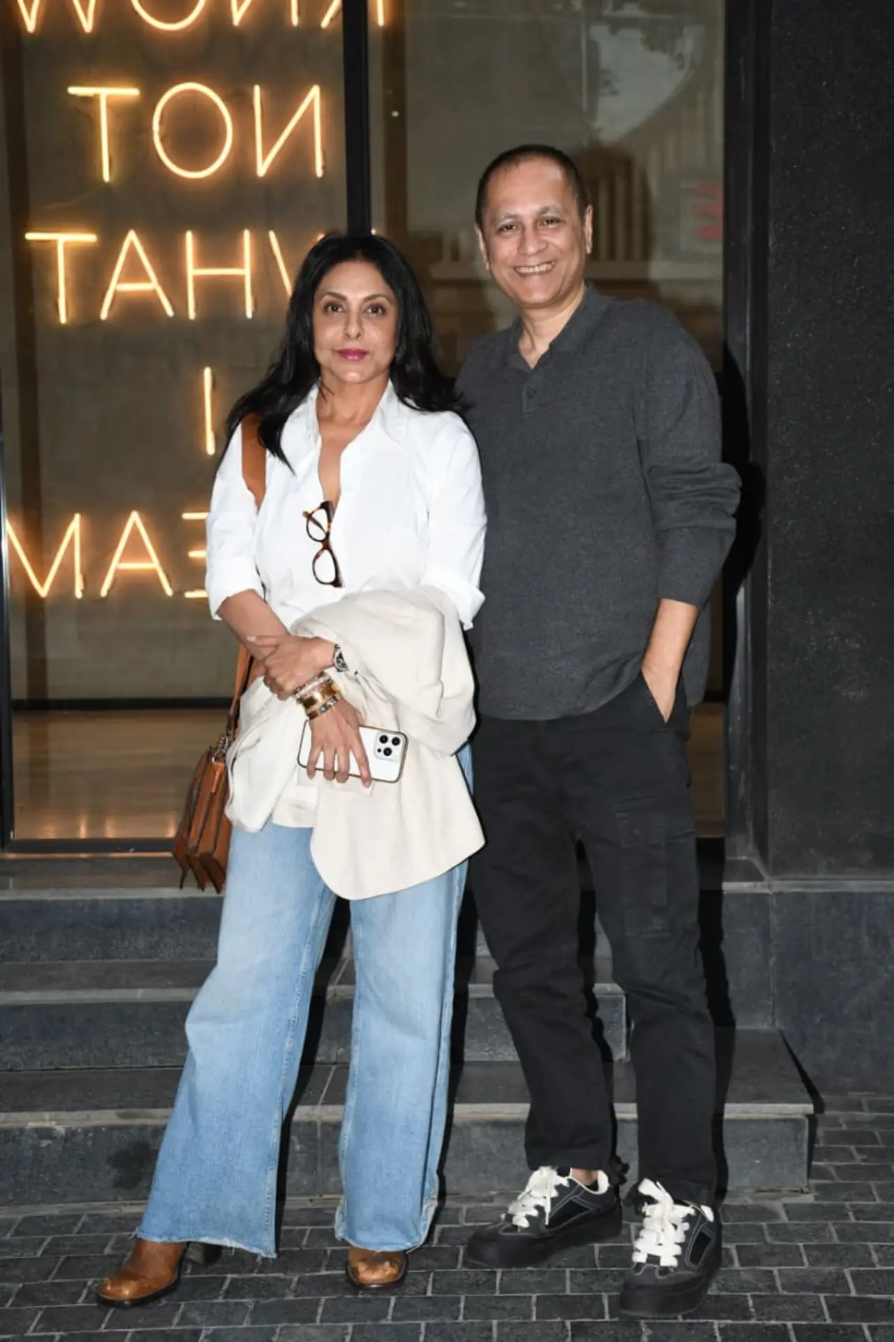 Filmmaker Vipul Shah with his wie, actress Shefali Shah for the screening of Dhabkaaro